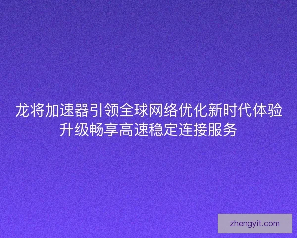 龙将加速器引领全球网络优化新时代体验升级畅享高速稳定连接服务