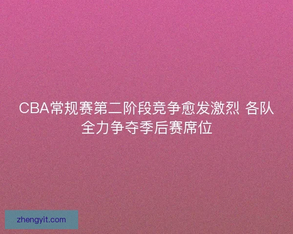 CBA常规赛第二阶段竞争愈发激烈 各队全力争夺季后赛席位